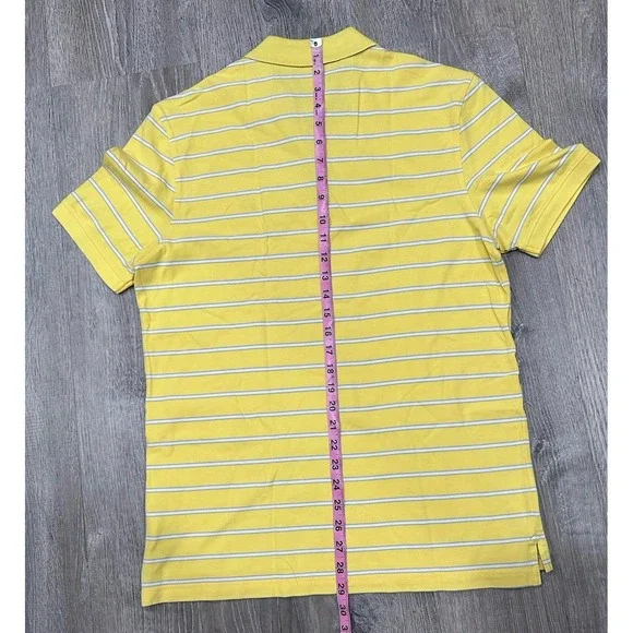 Banana Republic Pique Polo Shirt Men's Medium Yellow Elephant Striped Golf Polo - Picture 7 of 10